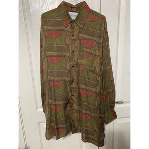 STOCK OPTION Tm Men Awesome 100% Silk Short Sleeves Shirt Size XL